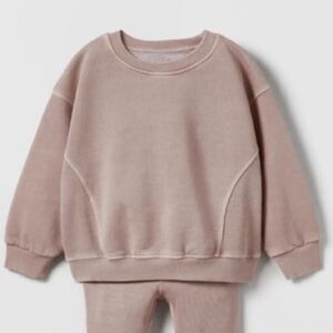 Zara‎ plains ribbed seamed sweatshirt 18-24months nwt light mocha